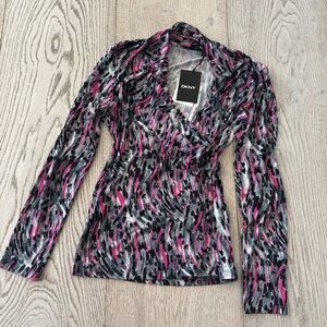 DKNY Print Long Sleeve Top